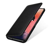 StilGut Book Type Flip Case for OnePlus 7T, Genuine Leather OnePlus 7T Case with Closure, Black