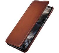 StilGut Book Type Flip Case for OnePlus Nord, Genuine Leather OnePlus Nord Case, Cognac Antique