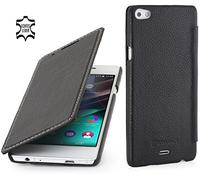StilGut Book Type, Genuine Leather Case, Cover for Wiko Highway Pure, Black