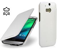 StilGut® Book Type, Leather Case for HTC One M8 & M8s, White Nappa