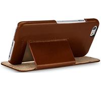 StilGut Leather Book Type Case with Stand Function Compatible with iPhone 6 4.7", Cognac Brown