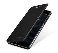 StilGut Nokia 6 Case. Book Flip Case for the new Nokia 6 (2018), Made of Leather and PC with NFC/RFID Blocker, Black