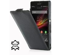 StilGut Ultraslim Leather Case Compatible with Sony Xperia Z, Black