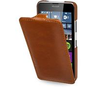 StilGut® UltraSlim, Leather Case for Microsoft Lumia 640 (only the orange & blue Lumia), Cognac Brown