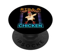 Still A Spring Chicken Funny Rooster Bounce Retro Farmer PopSockets Adhesive PopGrip