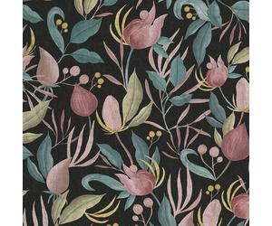 Still Bloom Wallpaper Textured Vinyl Bold Botanical Black 79062-2 AS Creation