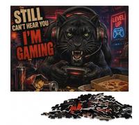 Still Can't Hear You I'm Gaming Poster, Panth Jigsaw Puzzle, 1000 Pieces | Fresh-start puzzle gift with screen-free home activity on quiet evenings.