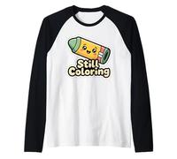 Still Coloring Bandaged Yellow Crayon Creative Hobby Raglan Baseball Tee