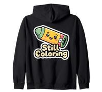 Still Coloring Bandaged Yellow Crayon Creative Hobby Zip Hoodie