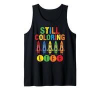 Still Coloring Life Colorful Crayons Tank Top