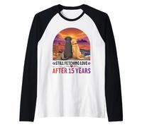 Still Fetching Love After 15 Years 15th Married Dog Couple Raglan Baseball Tee