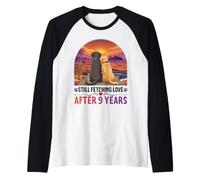 Still Fetching Love After 9 Years 9th Anniversary Dog Couple Raglan Baseball Tee
