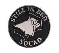 Still In Bed Squad Enamel Pin Badge 3cm x 3cm Black White Sleepy Humor Round Lapel Pin Minimalist Design Collectible Metal Badge For Jackets Bags Hats Gifts