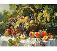 Still Life Fruit Basket 1000 Piece Jigsaw Puzzle for Adults Weekend Hobby Creative Challenge No Duplicate Pieces Ideal Retirement Gift 1000 PCS