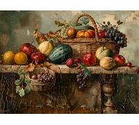 Still Life Fruit Basket 300 Piece Count Jigsaw Puzzle Set For Adults Teens 14+ Concentration Training Indoor Game Family Game Night Rigid Cardboard 300 PCS