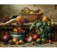 Still Life Fruit Basket 300 Piece Jigsaw Puzzle for Adults Weekend Hobby Creative Challenge No Duplicate Pieces Ideal Retirement Gift 300 PCS