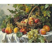 Still Life Fruit Basket 300 Piece Jigsaw Puzzle Pack Teens Beginners Cognitive Development Puzzle Fans Group Play Anniversary Thick Cardboard 300 PCS