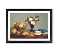 Still Life Fruit with Flowers by Henri Fantin Latour Framed Print A2 Black