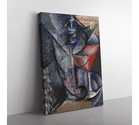 Still Life Glass And Siphon By Umberto Boccioni Classic Painting Canvas Wall Art Print Ready to Hang, Framed Picture for Living Room Bedroom Home Office Décor, 50x35 cm (20x14 Inch)