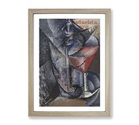 Still Life Glass And Siphon By Umberto Boccioni Classic Painting Framed Wall Art Print, Ready to Hang Picture for Living Room Bedroom Home Office Décor, Oak A2 (64 x 46 cm)