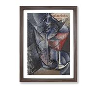 Still Life Glass And Siphon By Umberto Boccioni Classic Painting Framed Wall Art Print, Ready to Hang Picture for Living Room Bedroom Home Office Décor, Walnut A4 (34 x 25 cm)