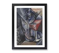 Still Life Glass And Siphon By Umberto Boccioni Classic Painting Framed Wall Art Print, Ready to Hang Picture for Living Room Bedroom Home Office Décor, Black A2 (64 x 46 cm)