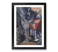 Still Life Glass and Siphon by Umberto Boccioni Framed Print | A2 Black Framed Wall Art | Ready to Hang | Modern Nature Picture | Living Room Bedroom Lounge Office