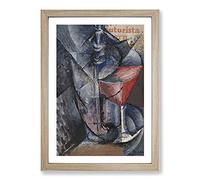 Still Life Glass and Siphon by Umberto Boccioni Framed Print | A2 Oak Framed Wall Art | Ready to Hang | Modern Nature Picture | Living Room Bedroom Lounge Office
