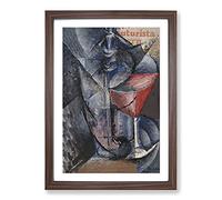 Still Life Glass and Siphon by Umberto Boccioni Framed Print | A2 Walnut Framed Wall Art | Ready to Hang | Modern Nature Picture | Living Room Bedroom Lounge Office