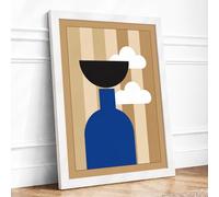 Still Life in Blue Minimalist Framed Wall Art Print A4 (29.7×21cm) White, Wall Decor for Living Room, Bedroom, Office & Home, Ready to Hang, Art Gift