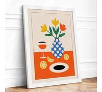Still Life in Colour Mid-Century Framed Wall Art Print A2 (59.4×42cm) White, Wall Decor for Living Room, Bedroom, Office & Home, Ready to Hang, Art Gift
