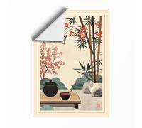 Still Life in Green Japandi Unframed Wall Art Print A3 (42×29.7cm), Wall Decor for Living Room, Bedroom, Office & Home, Art Gift