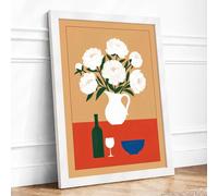 Still Life in White Modern Framed Wall Art Print A3 (42×29.7cm) White, Wall Decor for Living Room, Bedroom, Office & Home, Ready to Hang, Art Gift