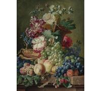 Still Life of Flowers and Fruit on a Marble Ledge | Paul Theodor Van Brussel | Fine Art Jigsaw Puzzle - 500 pieces