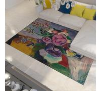 Still Life of Peonies in a Vase 1907 by Henri Matisse Rugs 180x270cm Living Room Non-slip Washable Rug Large Thin Low Profile Abstract Floor Carpet for Office Bathroom Dinning Room Playroom Bedroom