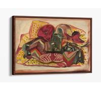Still life Self-portrait, circa 1935, England, by Frances Hodgkins Canvas Floater Frame Print Picture Art - Walnut Frame 30 inch wide x 20 inch high