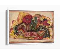 Still life Self-portrait, circa 1935, England, by Frances Hodgkins Canvas Floater Frame Print Picture Art - White Frame 24 inch wide x 16 inch high