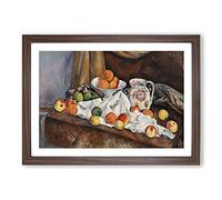 Still Life with Apples and Oranges by Paul Cezanne Framed Print | A2 Walnut Framed Wall Art | Ready to Hang | Modern Historical Picture | Living Room Bedroom Lounge Office