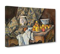 Still Life With Apples And Peaches By Paul Cezanne Canvas Print | Gallery Wrapped 30mm Frame Wall Art | 30x20 inches | Ready to Hang | Impressionist Still Life Picture | Living Room Lounge Office