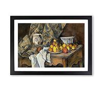 Still Life with Apples and Peaches by Paul Cezanne Framed Print | A2 Black Framed Wall Art | Ready to Hang | Modern Historical Picture | Living Room Bedroom Lounge Office
