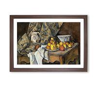 Still Life with Apples and Peaches by Paul Cezanne Framed Print | A2 Walnut Framed Wall Art | Ready to Hang | Modern Historical Picture | Living Room Bedroom Lounge Office