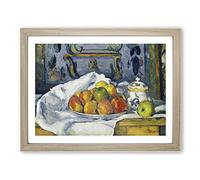 Still Life With Apples Vol.4 By Paul Cezanne Classic Painting Framed Wall Art Print, Ready to Hang Picture for Living Room Bedroom Home Office Décor, Oak A2 (64 x 46 cm)