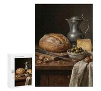 Still Life with Bread, Cheese, And Olives: New Year Decoration, 300 PCS Jigsaw Puzzle for Adults - for Detail-Focused Puzzlers
