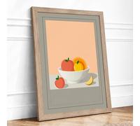 Still Life with Citrus Modern Framed Wall Art Print A4 (29.7×21cm) Oak, Wall Decor for Living Room, Bedroom, Office & Home, Ready to Hang, Art Gift