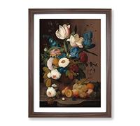 Still Life With Flowers And Fruit By Severin Roesen Framed Print A2 Walnut