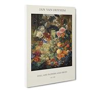 Still Life With Flowers And Fruit Vol.1 By Jan Van Huysum Canvas Print | Gallery Wrapped 30mm Frame Wall Art | 30x20 inches | Ready to Hang | Classic Floral Picture | Living Room Bedroom Lounge Office