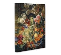Still Life With Flowers And Fruit Vol.1 By Jan Van Huysum Canvas Print | Gallery Wrapped 30mm Frame Wall Art | 30x20 inches | Ready to Hang | Classic Floral Picture | Living Room Bedroom Lounge Office