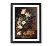 Still Life With Flowers And Fruit Vol.11 By Severin Roesen Classic Painting Framed Print | A3 Black Framed Wall Art | Ready to Hang | Classic Floral Picture | Living Room Bedroom Lounge Office