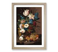 Still Life with Flowers and Fruit Vol.11 by Severin Roesen Framed Print | A2 Oak Framed Wall Art | Ready to Hang | Modern Floral Picture | Living Room Bedroom Lounge Office