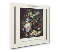 Still Life With Flowers And Fruit Vol.2 By Jan Van Huysum Canvas Print | Gallery Wrapped 30mm Frame Wall Art | 20x20 inches | Ready to Hang | Classic Floral Picture | Living Room Bedroom Lounge Office